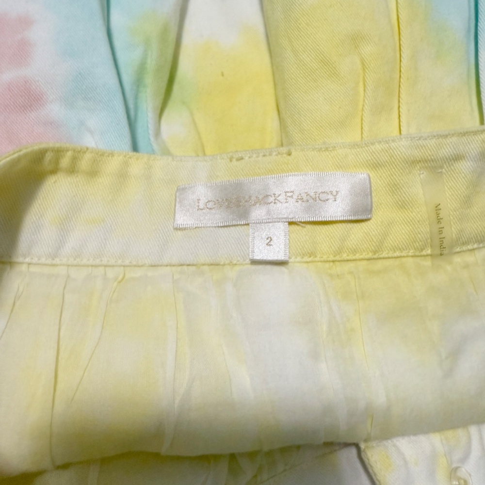 LoveShackFancy Landen Rainbow Radial Tie Dye Tiered Cotton Mini Skirt Size 2 - Picture 9 of 11